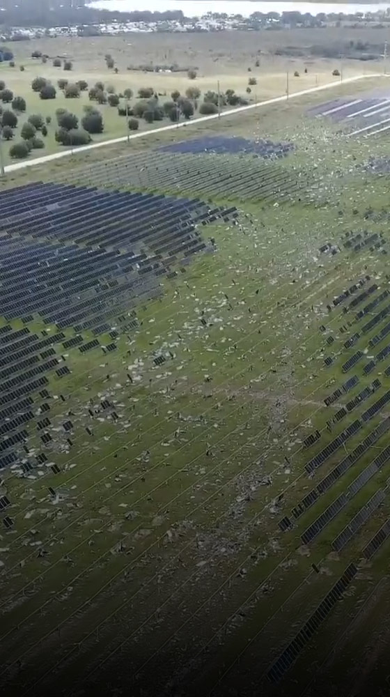 A solar farm sustained damage from a tornado during Hurricane Milton 